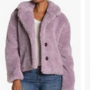 Avec Les Filles Lilac Faux Fur Cropped Jacket Size Large